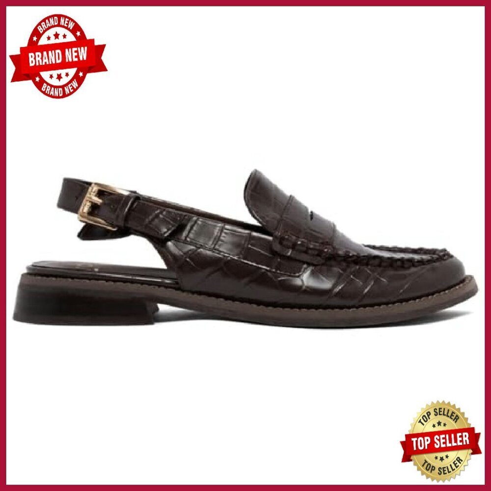 Women's Slingback Loafers Vegan Leather Adjustable Strap Cushioned Insole - Picture 3 of 8